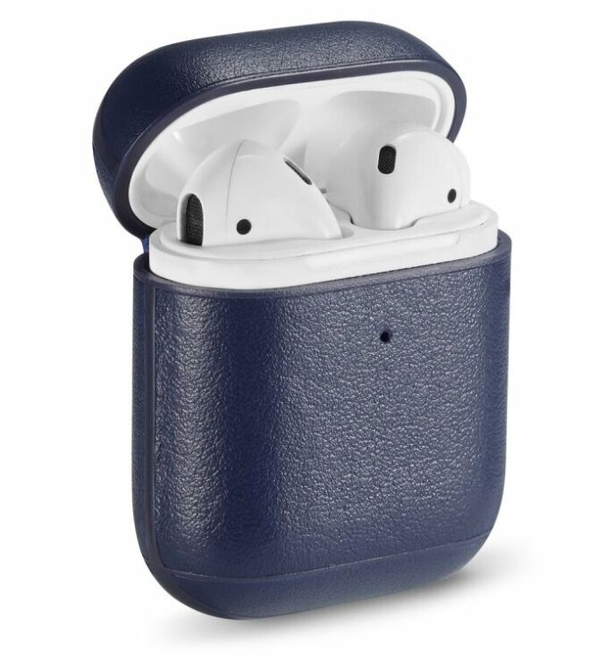 Защитный чехол UniCase Leather Cover для Apple AirPods 1 / 2 - Navy Blue: фото 1 из 13