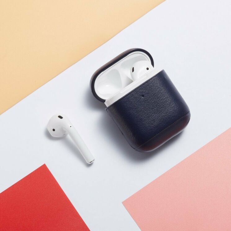 Защитный чехол UniCase Leather Cover для Apple AirPods 1 / 2 - Navy Blue: фото 11 из 13