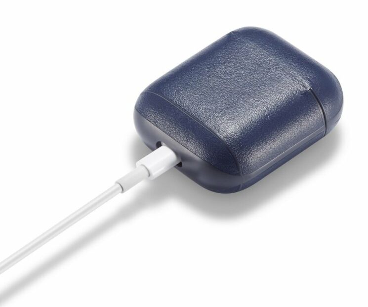 Защитный чехол UniCase Leather Cover для Apple AirPods 1 / 2 - Navy Blue: фото 10 из 13