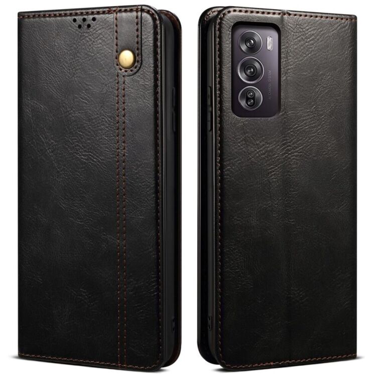 Защитный чехол UniCase Leather Wallet для OPPO Reno 12 Pro - Black: фото 1 из 6