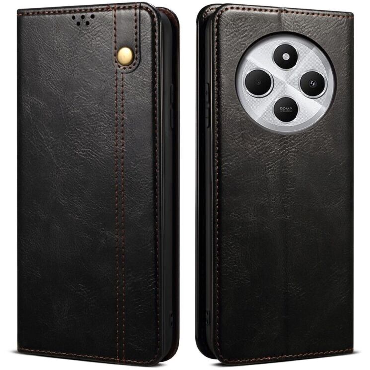 Защитный чехол UniCase Leather Wallet для Xiaomi Redmi 14C / Redmi A4 5G / Poco C75 - Black: фото 1 из 6