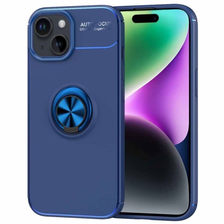 Защитный чехол UniCase Magnetic Ring для Apple iPhone 15 - Blue: фото 1 из 13