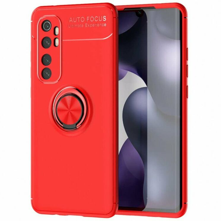 Чехол с магнитным кольцом UniCase Magnetic Ring для Xiaomi Mi Note 10 Lite - Red: фото 1 из 6