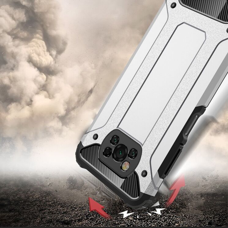 Защитный чехол UniCase Rugged Guard для Xiaomi Poco X3 / Poco X3 Pro - Silver: фото 6 из 11