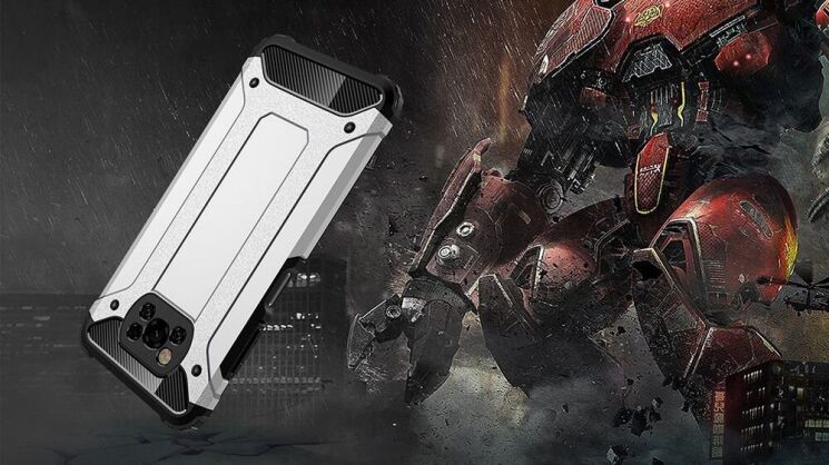 Защитный чехол UniCase Rugged Guard для Xiaomi Poco X3 / Poco X3 Pro - Silver: фото 10 из 11