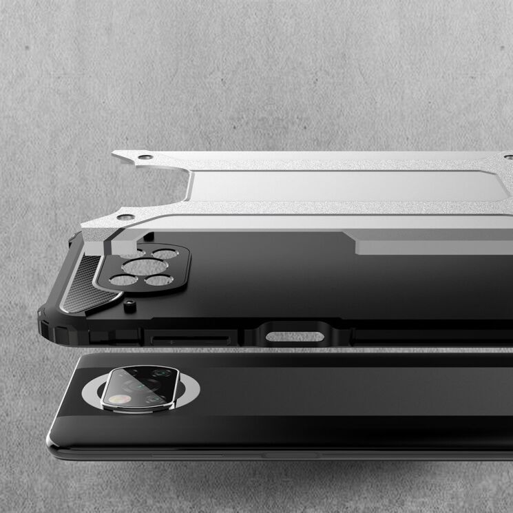 Защитный чехол UniCase Rugged Guard для Xiaomi Poco X3 / Poco X3 Pro - Silver: фото 5 из 11