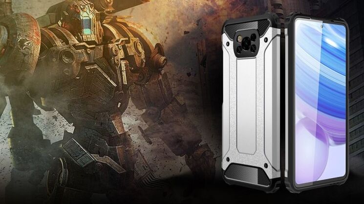 Защитный чехол UniCase Rugged Guard для Xiaomi Poco X3 / Poco X3 Pro - Silver: фото 3 из 11