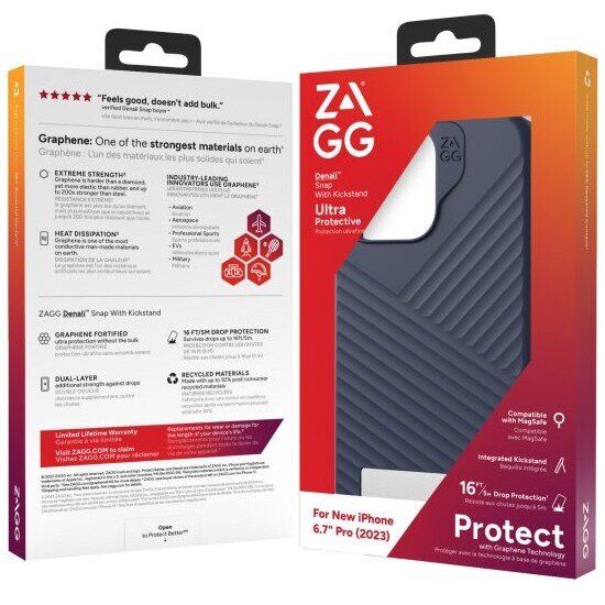 Защитный чехол Zagg Gear4 Denali Snap with Kickstand для iPhone 15 Pro Max - Navy: фото 5 из 7